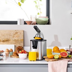 Presse-agrumes électrique Tristar CP-3009 - Pour tous les agrumes - 2 cônes - 2 filtres à pulpe, Noir, Acier Inoxydable