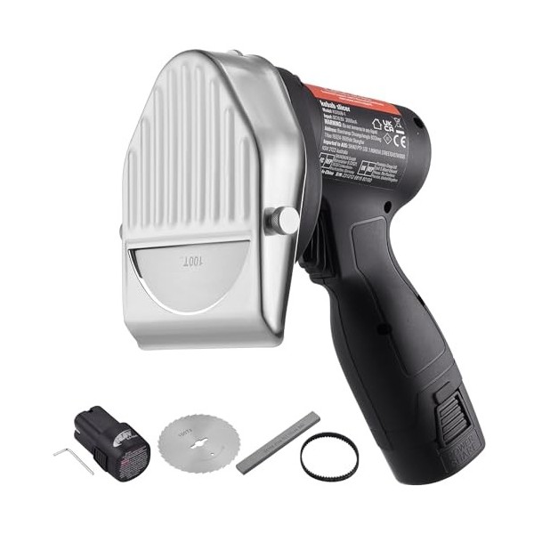 VEVOR Couteau à Kebab Électrique sans Fil 80 W, Trancheuse à Viande Turc Shawarma Döner Kebab Commerciale en Inox, avec Batte