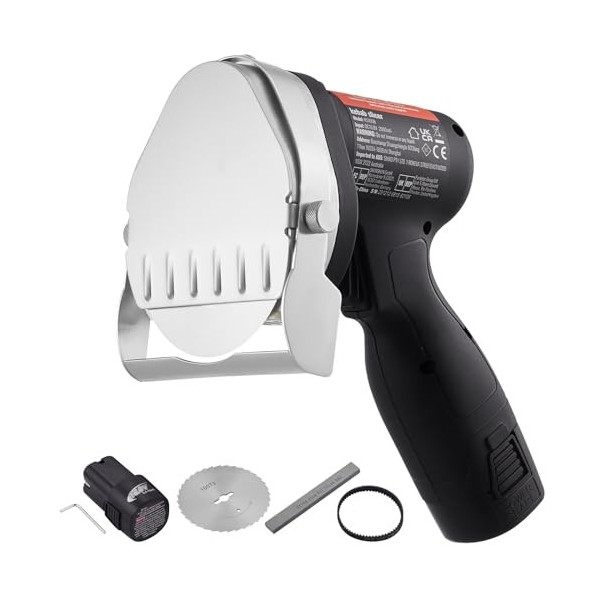 VEVOR Couteau à Kebab Électrique sans Fil 80 W, Trancheuse à Viande Turc Shawarma Döner Kebab Commerciale en Inox, avec 2 Lam