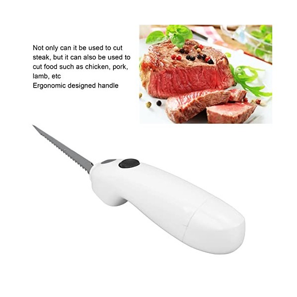 Couteau électrique, Couteau à Filet électrique sans Fil, Acier Inoxydable, Couteau à Steak électrique, Couteau à Découper, Co