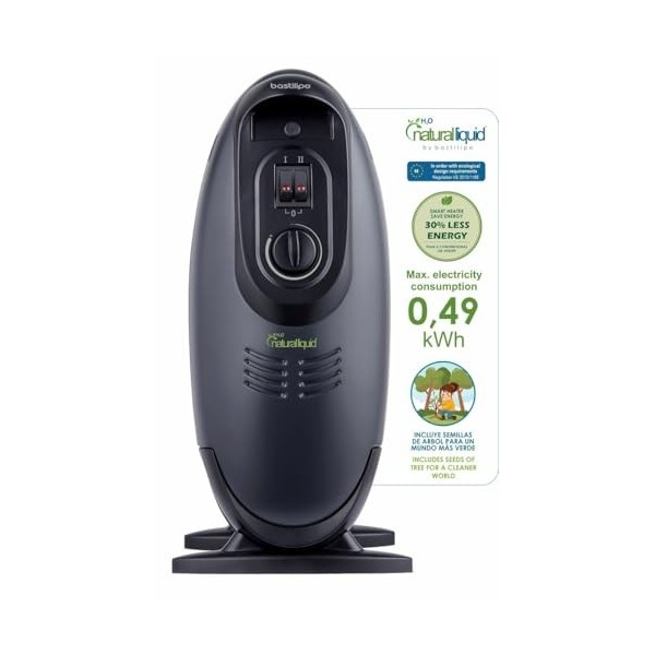 Bastilipo - MR-ECOFLUID-9 - Mini radiateur écologique avec H2O Natural Liquid, puissance 900W, 9 éléments chauffants, c/therm