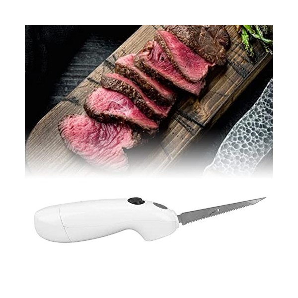 Tnfeeon Couteau électrique à Piles Couteau à Filet électrique Rechargeable sans Fil en Acier Inoxydable Remplaçable Couteau à