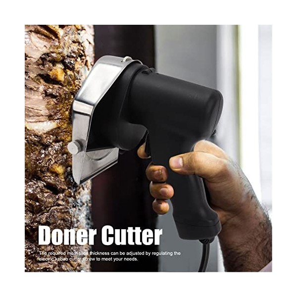 Couteau Kebab électrique, Lame en Acier Inoxydable Shawarma Cutter Épaisseur de Coupe Réglable 110-220V pour Restaurant
