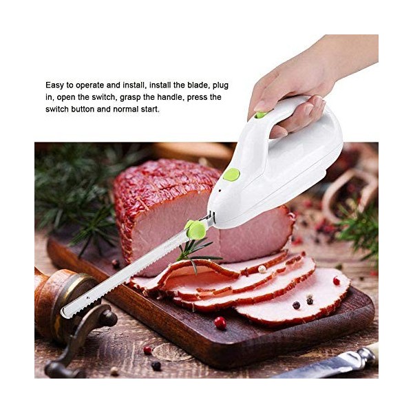 Couteau à pain électrique, couteau à viande congelé électrique avec moteur puissant de 110 W, lame en acier inoxydable portab