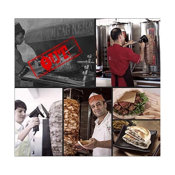 GOTOTOP 220V Couteau à Kebab Electrique pour Machine Kebab, Trancheuse Kebab Professionnelle, Trancheuse Couteau de Cuisine E