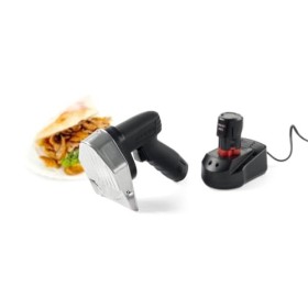 HENDI Couteau à kebab électrique sans fil, coupe réglable 0-8mm, 2600 RPM, 2 batteries 2000mAh, 80W, 60kg/h, trancheuse à via