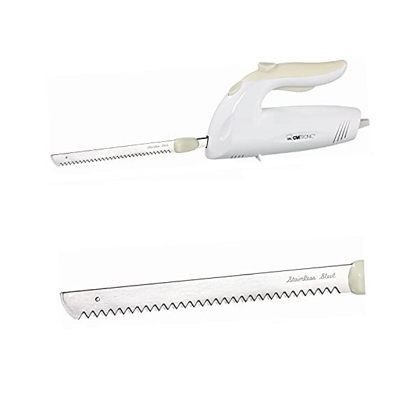 Couteau électrique de cuisine pour la viande, pour rôti et le pain frais lame double en acier inoxydable, lame dentelée, cou