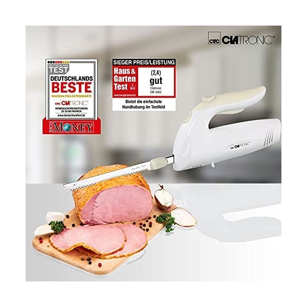 Couteau électrique de cuisine pour la viande, pour rôti et le pain frais lame double en acier inoxydable, lame dentelée, cou