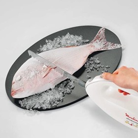 Moulinex Couteau électrique, 100 W, Lames à découper, Tranche les viandes, charcuterie, poissons, pain, Secanto blanc DJAC41