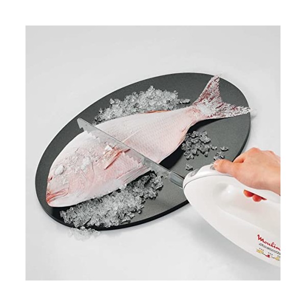 Moulinex Couteau électrique, 100 W, Lames à découper, Tranche les viandes, charcuterie, poissons, pain, Secanto blanc DJAC41