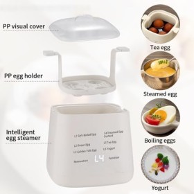 Aoreun Cuiseur à Œufs Multi, Capacité de 1 à 6 œufs, Cuisinier à œufs avec support amovible, Egg cooker cuiseur à œufs rapide