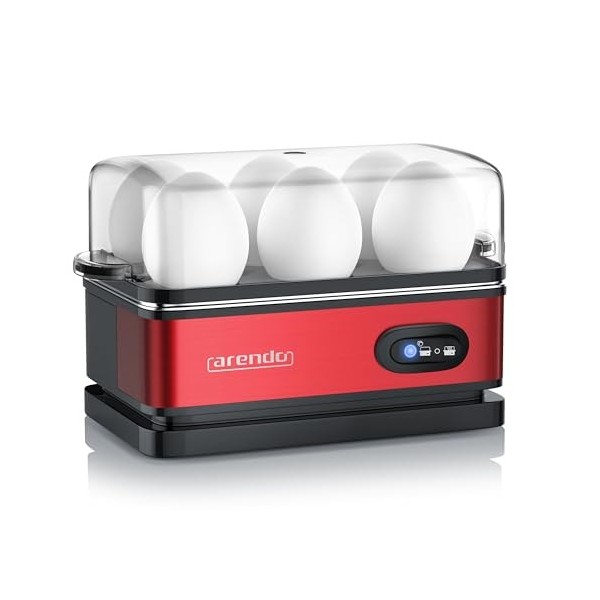 Arendo – Cuiseur à œufs avec fonction maintien au chaud - 1 à 6 œufs - Dur, mollet ou à la coque - Indicateur lumineux - Verr