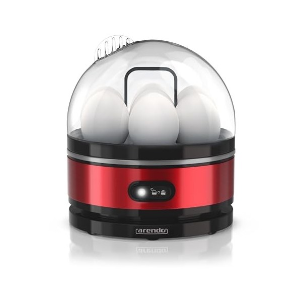 arendo – Cuiseur à œufs avec Fonction Maintien au Chaud INOX, 1 à 7 œufs, Dur, Mollet ou à la Coque, Indicateur Lumineux, Ver