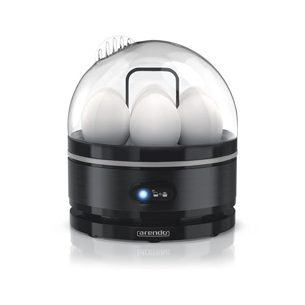 arendo – Cuiseur à œufs avec Fonction Maintien au Chaud INOX, 1 à 7 œufs, Dur, Mollet ou à la Coque, Indicateur Lumineux, Ver