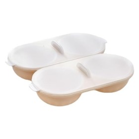 XNSHUN Cuiseur à œufs au micro-ondes - En forme dœufs pochés - 4 œufs pochés - Outil de cuisine sans BPA 4 compartiments 