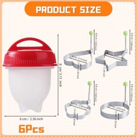 6 Cuisine Antiadhésifs Chaudière à Oeufs en Silicone, Chaudière À Œufs En Silicon Anti-Adhésif avec 4 Formes Moule pour Annea