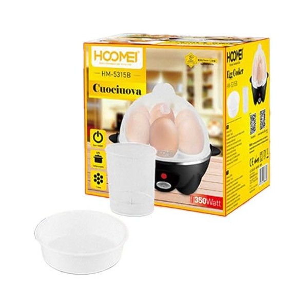 Cuiseur à œufs 350 W 7 places, mini bouilloire rapide pour oeufs avec mesure + récipient pour omelette, fonction darrêt auto