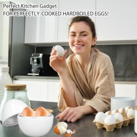 Cuiseur à œufs durs - Capacité : 4 œufs - Design compact - Matériau ABS - Forme dœuf - Fonction micro-ondes