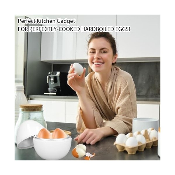 Cuiseur à œufs durs - Capacité : 4 œufs - Design compact - Matériau ABS - Forme dœuf - Fonction micro-ondes