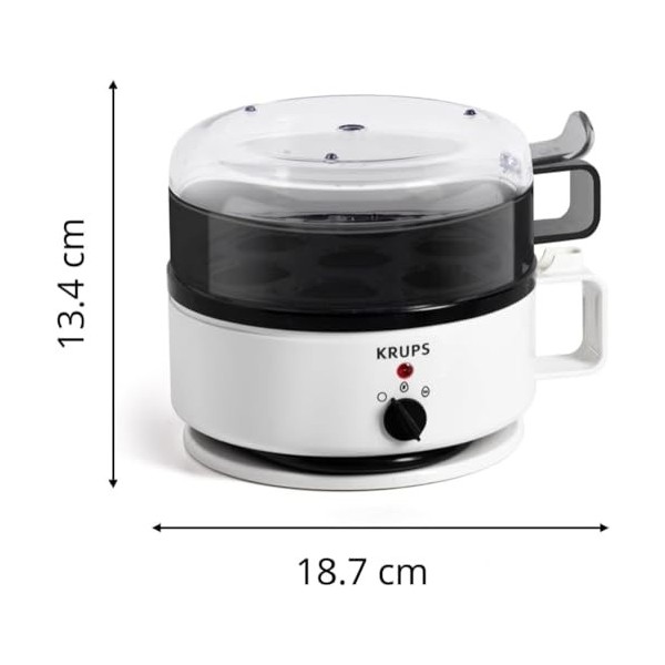 Krups Ovomat EG230115 Super Cuiseur à œufs, pour jusquà 7 œufs, fonction cuisson et maintien au chaud, avec verre doseur de