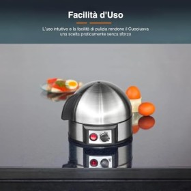 Avilia Cuiseur à œufs compact en acier inoxydable rapide 400 W pour 7 œufs - Bouilloire électrique, design efficace et durabl