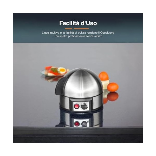 Avilia Cuiseur à œufs compact en acier inoxydable rapide 400 W pour 7 œufs - Bouilloire électrique, design efficace et durabl