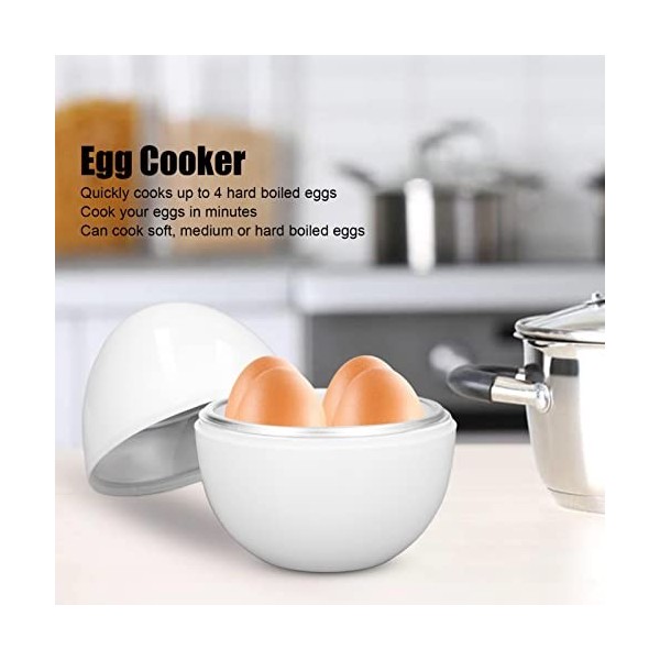 Cuiseur à œufs Durs, Machine à œufs, capacité de 4 œufs, Conception Compacte, Matériau ABS, Forme Dœuf, Fonction Micro-ondes