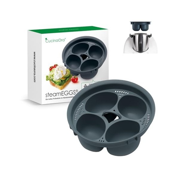 CucinaOra steamEGGS Insert à œufs à la vapeur 5 moules - Accessoire Monsieur Cuisine MC Smart Connect - Accessoire Monsieur C