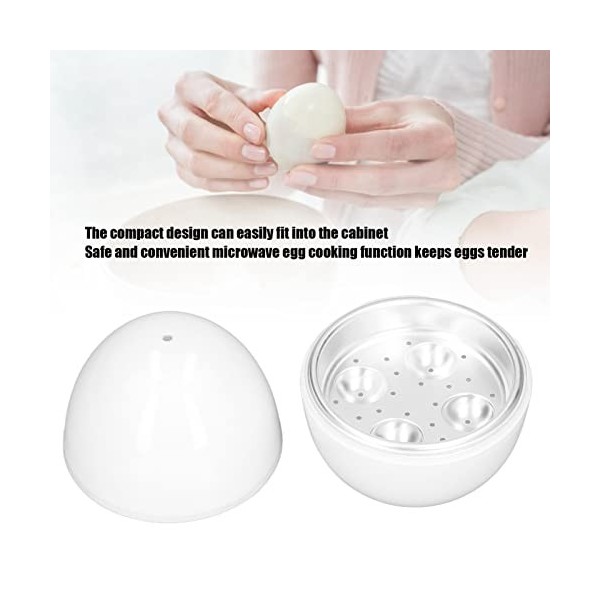 Cuiseur à œufs Durs Capacité de 4 œufs Conception Compacte Matériau ABS Forme Dœuf Fonction Micro-ondes Chaudière à œufs Fac
