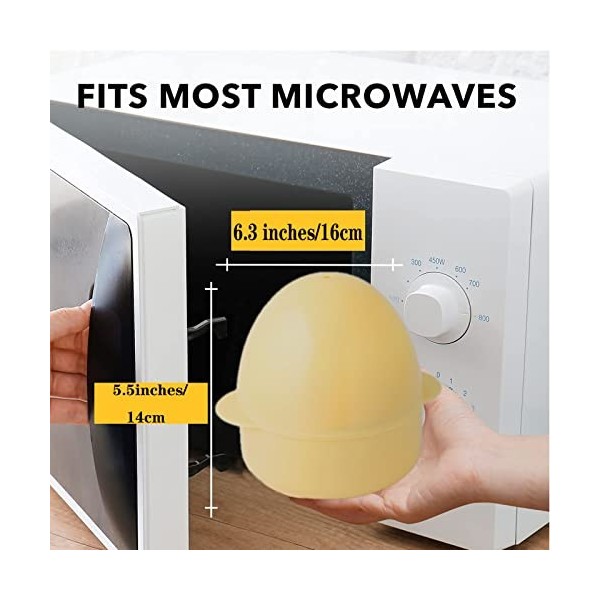 Cuiseur à œufs portable pour micro-ondes - Design compact et mignon - Capacité de 4 œufs - Pour œufs durs et mous - Jaune