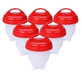 LATRAT Lot de 6 cuiseurs à œufs sans coquille - En silicone - Pour la cuisson des œufs - Anti-adhésif - Moule à œufs sauvage 