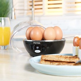 Petra Cuiseur à oeufs Électrique, Cuit jusqua 6 oeufs simultanément, Cuisson à la coque ou dur, Comprend un plateau et Tasse
