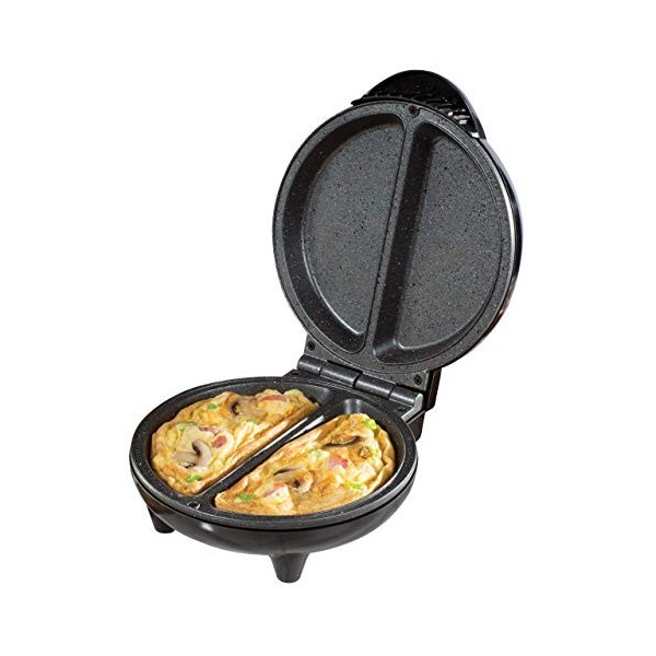 Daewoo SDA1556 Machine à omelette anti-adhésive 750 W avec poignées froides au toucher et indicateurs lumineux faciles à nett