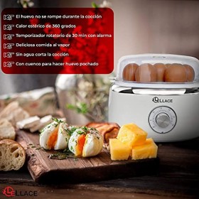 LELLACE Cuiseur à oeufs électrique, 400 W avec minuterie et alarme pour faire 1 à 7 oeufs durs, mollets ou bouillis. Bouilloi