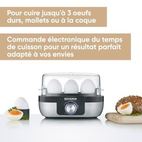 SEVERIN Cuiseur à œufs 270 W, Appareil de cuisson pour 1 à 3 œufs, Doseur dEau et Perce-Œufs Inclus, Cuit-œufs avec contrôle