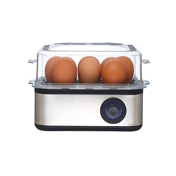 Venga! Cuit-Œufs Multifonction, avec Plateau pour Œufs Pochés, 500 W, Noir/Inox, VG EK 3000