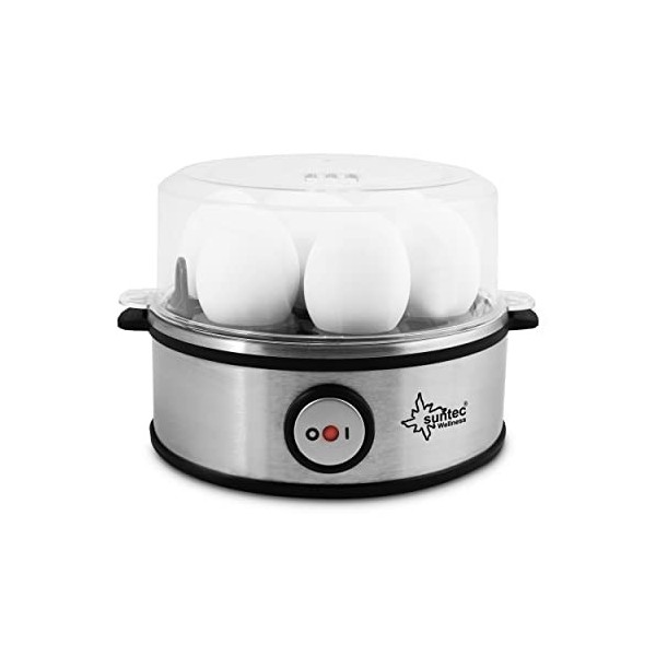 SUNTEC Cuiseur à œufs inox EGG-8564 design [Pour 1 à 7 œuf s , degré de cuisson réglable, signal sonore, avec bol pour œufs b