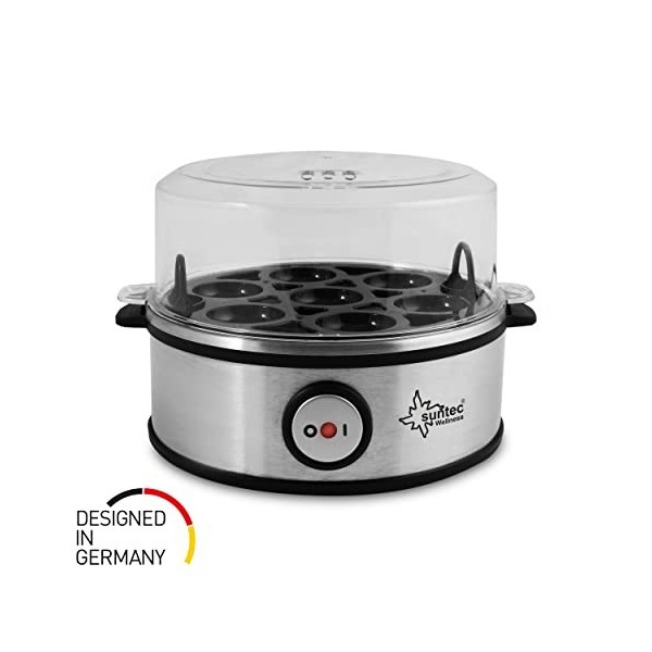 SUNTEC Cuiseur à œufs inox EGG-8564 design [Pour 1 à 7 œuf s , degré de cuisson réglable, signal sonore, avec bol pour œufs b