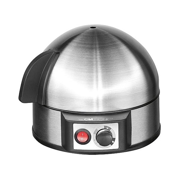 Clatronic Cuiseur dœufs électrique pour jusquà 7 œufs | Cuiseur dœufs en acier inoxydable avec réglage de la dureté | Inte