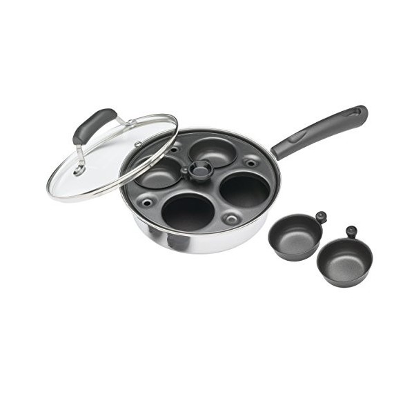KitchenCraft Cuiseur 4 OEufs, Sans Danger pour lInduction, Acier au Carbone, 21 cm
