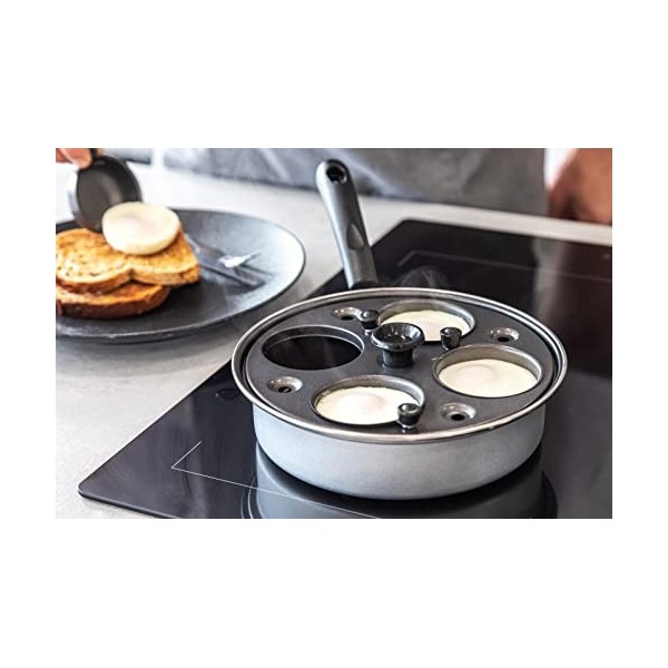 KitchenCraft Cuiseur 4 OEufs, Sans Danger pour lInduction, Acier au Carbone, 21 cm