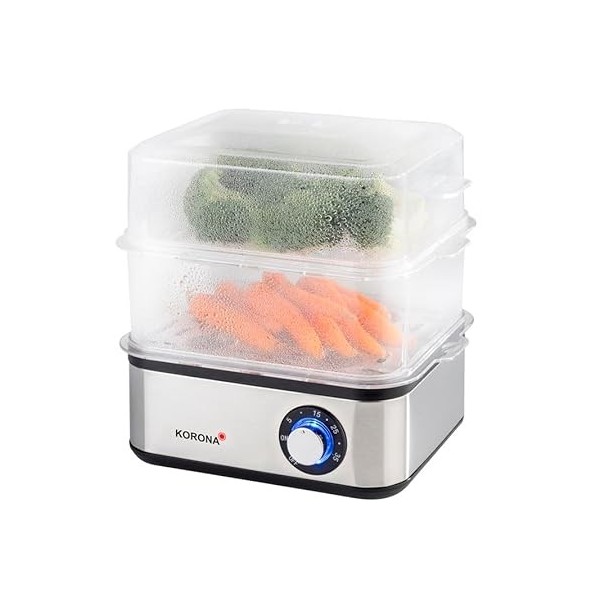 Korona 25303 Mini cuiseur à vapeur et cuiseur à œufs en acier inoxydable | Petit cuiseur à vapeur pour légumes | Cuiseur prof