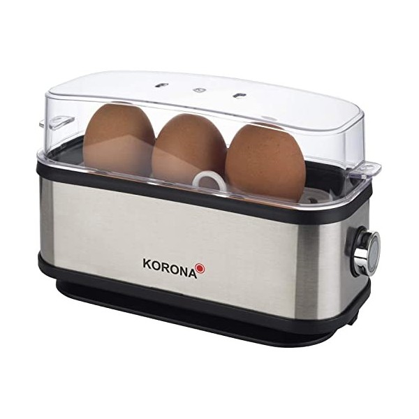 Korona 25304 Cuisinier doeufs | 1 à 3 oeufs | Single - Cuisinier doeufs | 210 Watt | Boîtier en acier inoxydable | Enrouleu