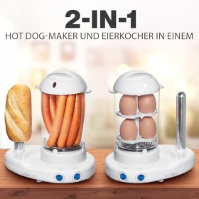 Clatronic 2in1 Hot Dog Maker & Egg Cooker | Set Hotdog Maker pour 1-14 saucisses | Egg Cooker pour jusquà 6 œufs | avec broc