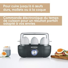 SEVERIN Cuit-œufs 420 W, Appareil de cuisson pour 1 à 6 œufs, Doseur dEau Gradué et Perce-Œufs Inclus, Cuiseur à œufs avec r