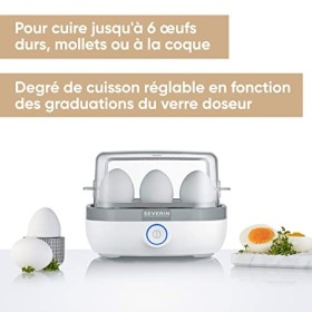 SEVERIN Cuit-œufs sans BPA 420 W, Appareil de cuisson pour 1 à 6 œufs, Doseur dEau Gradué et Perce-Œufs Inclus, Cuiseur à œu