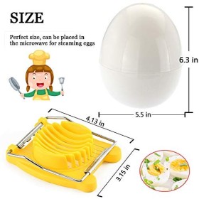 Aloskart Cuiseur à œufs pour Micro-Ondes, sans BPA et sans mélamine, Insert en Aluminium pour 4 œufs, Coupe-œufs Inclus