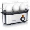Arendo - Cuiseur à oeufs en acier inoxydable Threecook, Egg cooker 1-3 oeufs, Dur, Mollet ou à la Coque, Verre doseur avec Pe