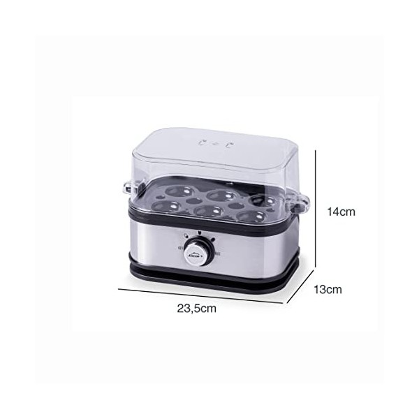 Lacor - 69344 - Cuisson à œufs SIX OVUM, acier inoxydable 18/10, 3 niveaux de cuisson : dur, mollet, passage par eau, capacit