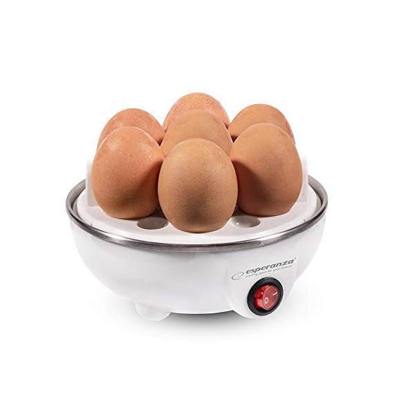Esperanza Cuiseur à œufs pour 1 à 7 œufs avec insert verre doseur Aide à la découpe automatique Arrêt automatique